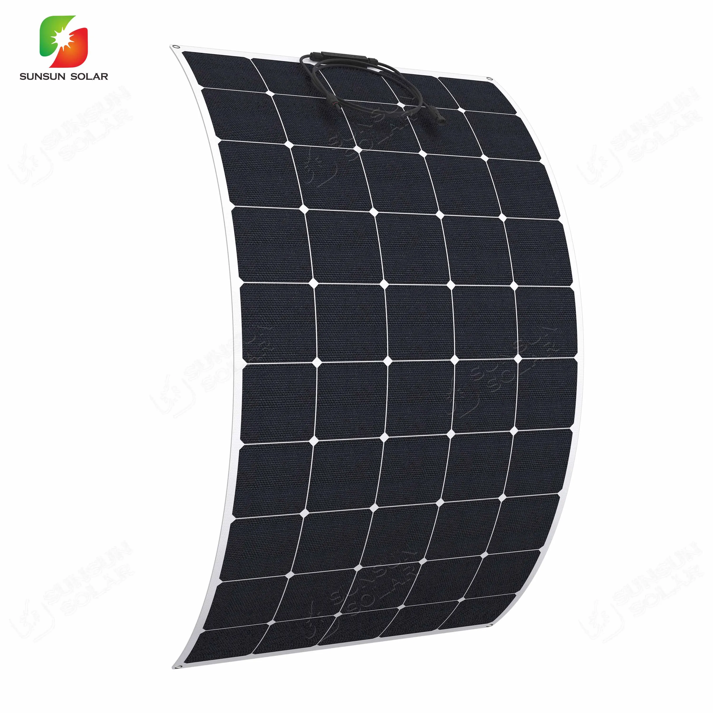OEM Support RV Camping Marine 12/24V 150W 180W 200W 300W 420W Sunpower Monocrystalline Cell ETFE Semi Flexible Solar Panel