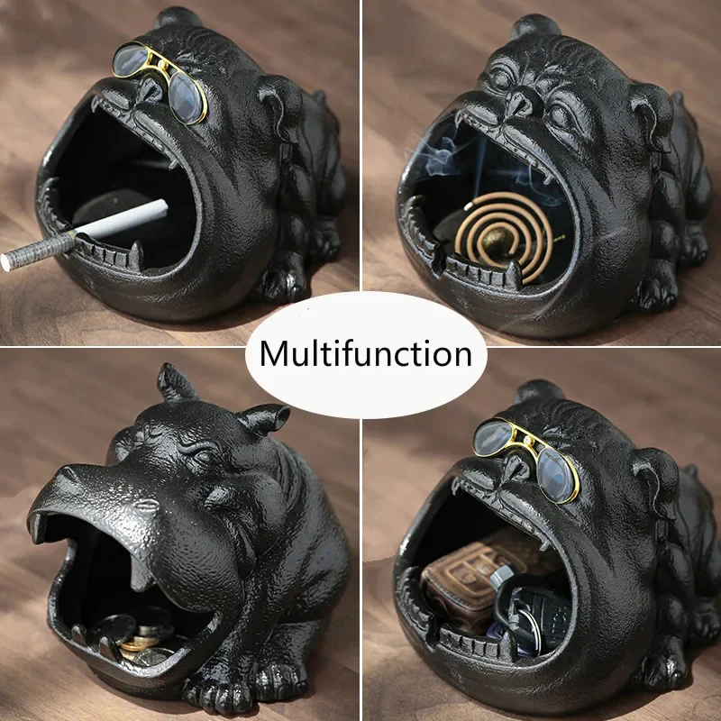 

Cartoon Dog and Hippo Ashtray Large Capacity Anti Fly Ash Car Ceramic Cigar Ashtray Desktop Decoration Home Smoking Tools Gift
