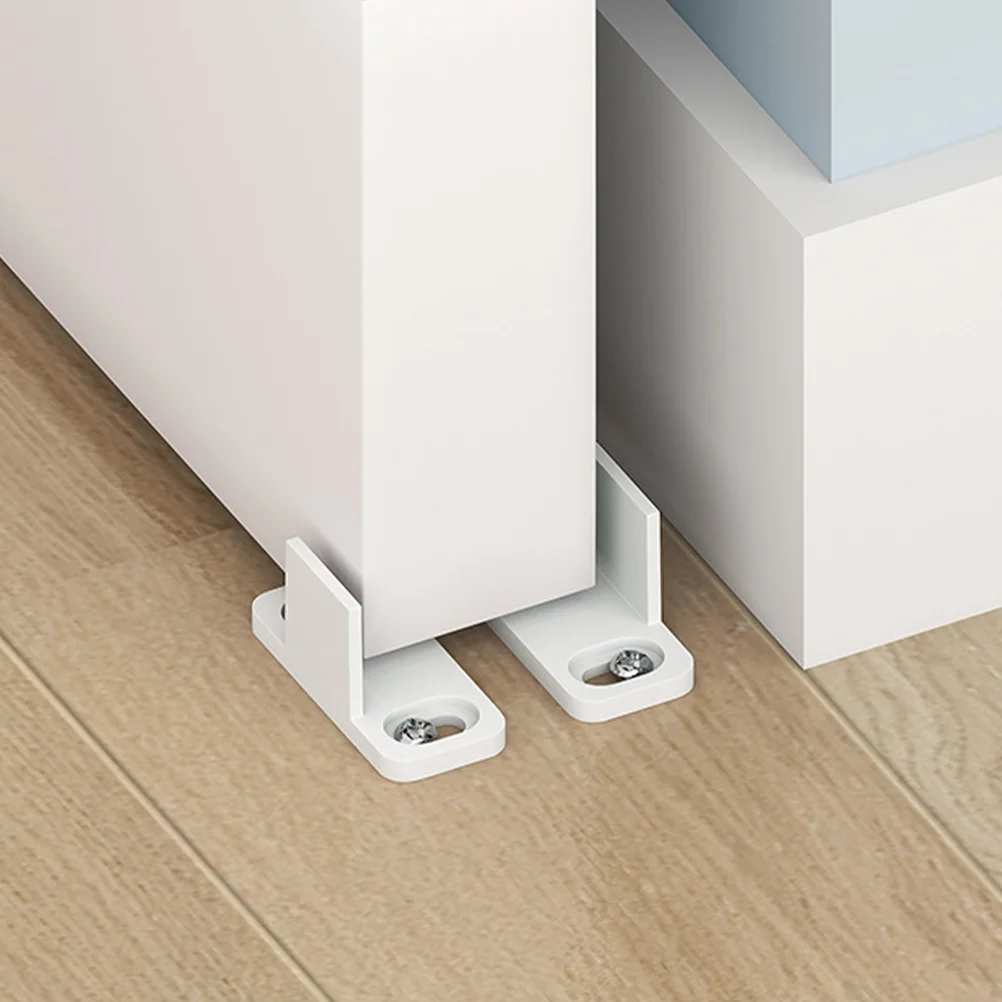 2 Pcs Barn Floor Rails Track Door Guides Sliding Roller Wall-mounted Stopper for Swing Carbon Steel Bottom