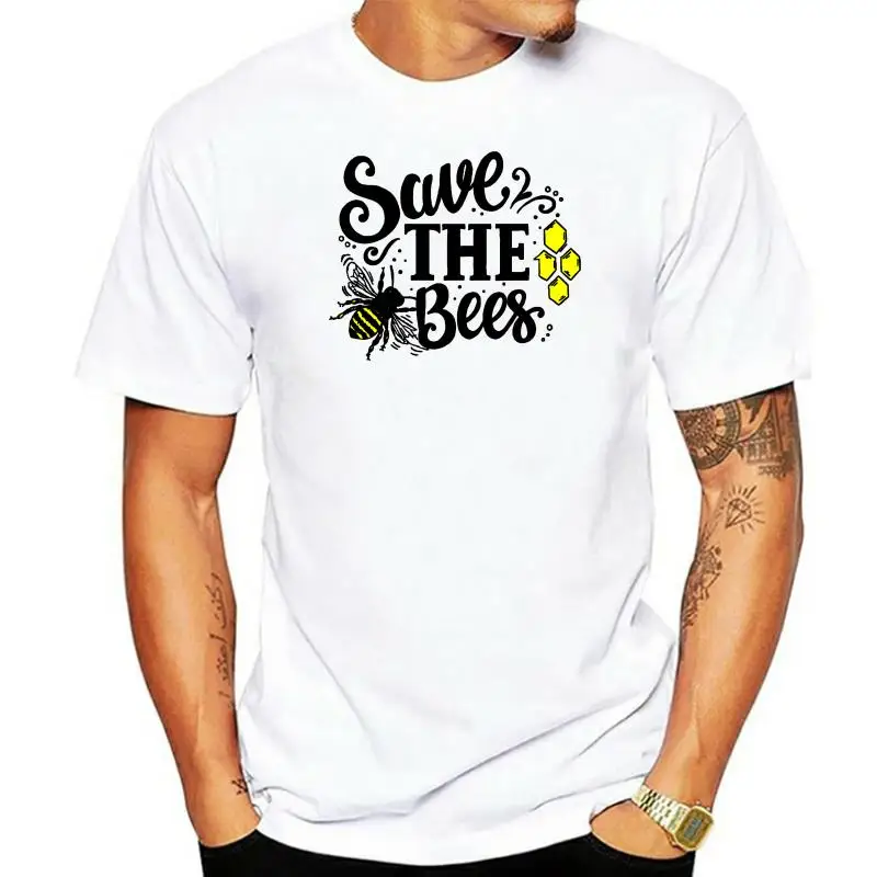 Inktastic Save The Bees With Bee Illustration With Color Women'S T-Shirt Hand Retro O Neck Tee Shirt