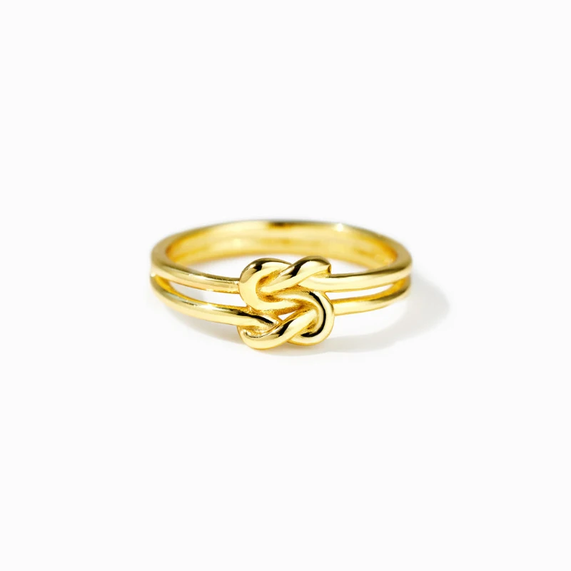 Huitan Chic 925 Sterling Silver Rings for Women Trendy Romantic Irish Knot Gold Color Accessory Minimalist Style Wedding Jewelry