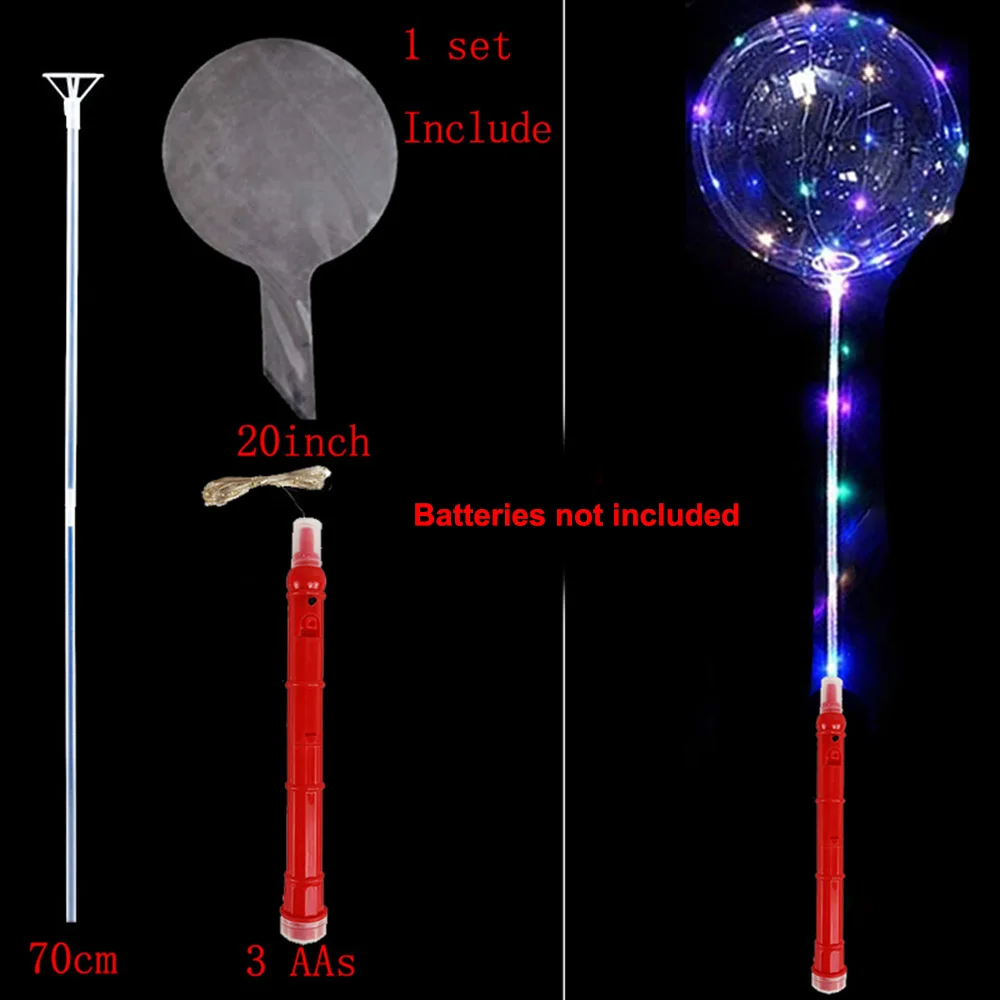 25set LED BoBo Balloon Kit Flashing Handle Bubble Balloon And Stick Light Up Bubble Balloons Weddings Birthday Party Decors