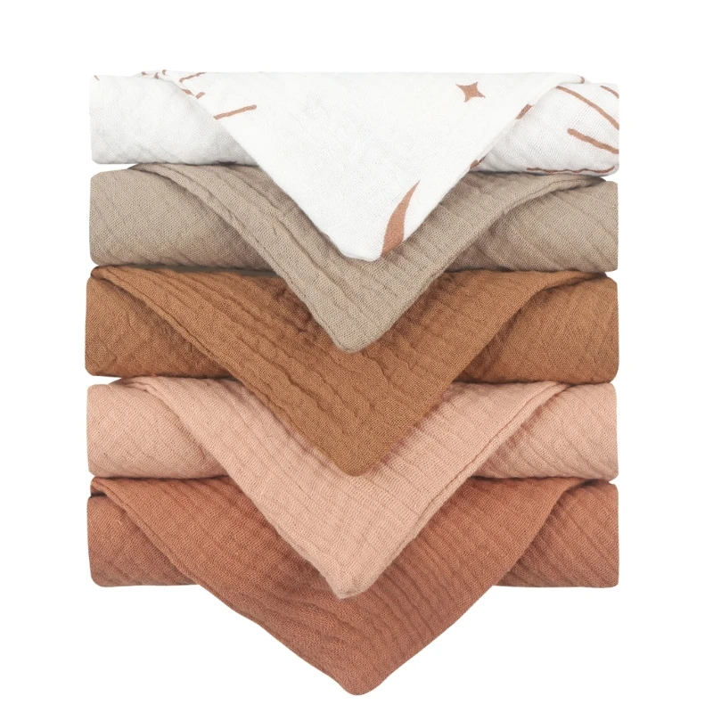 Baby Towel Bulk 5PCS Soft Breathable Wash Cloth Burp Cloth Toddler Cotton Towel Drooling Bib Facecloth Newborn Essential 85LE