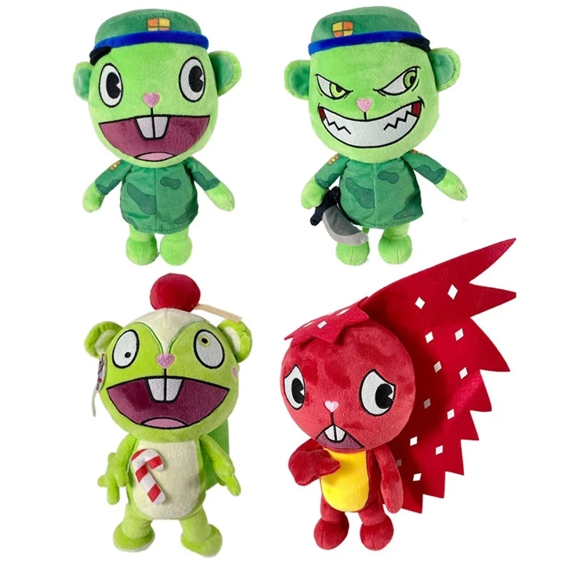 28cm HTF Happy Tree Friends Anime Happy Tree Friends Soldier Fliqpy Plush Toys Dolls Military Flipy Doll Plush Toy for Kids Gift