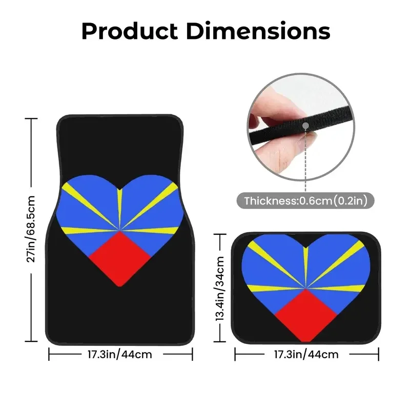 Crystal Velvet Car Floor Mats 4 Pcs Rugs French Volcanic Reunion Island Flag 974 Universal Car Front Rear Carpets Foot Mats 4