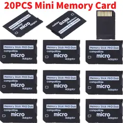 20-1pcs For Pro Duo TF To MS Card Memory Card Adapter Plug and Play Mini Memory Stick Card Adapter Replacement Accessories