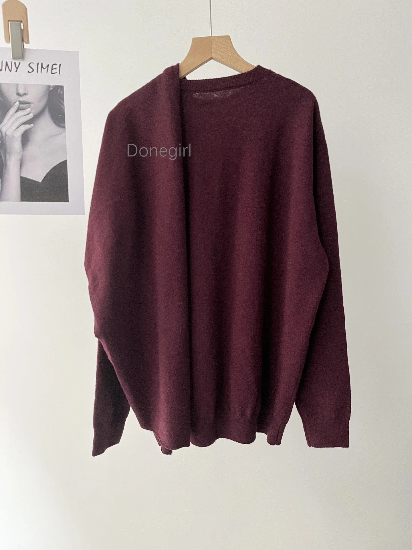 Women's Sweater Burgundy Scarf Wool Blends Knitted Coats Elegant Warm Loose Cape Jackets 2025 New Female Street Outerwear Winter