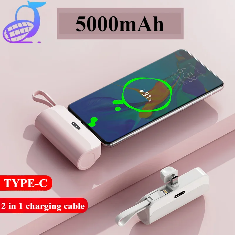 Capsule Mini Wireless Power Bank Large Capacity 5000mAh Fast Charging Power Bank Emergency External Battery for Type-c