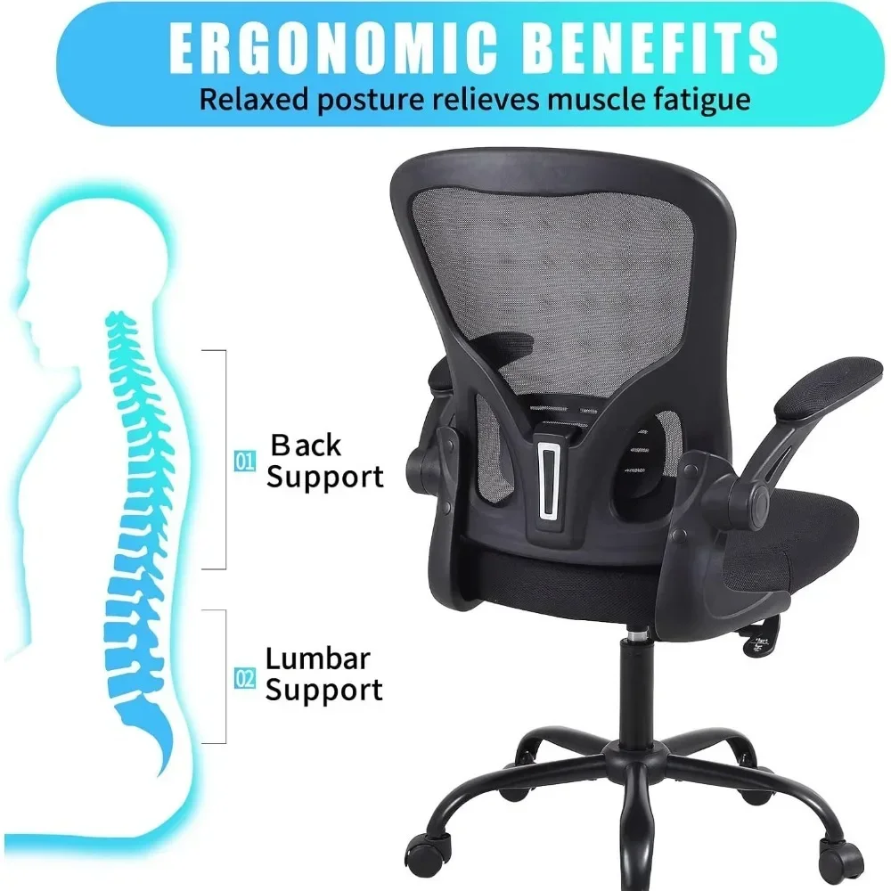 

A Office Desk Chair Breathable Mesh Swivel Computer Chair,Lumbar Back Support Task ChairOffice Chairs with Wheels and Flip-up