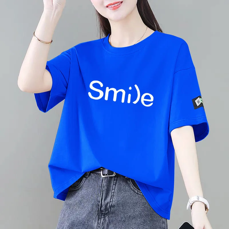 Fashionable Loose Short Sleeve T-Shirt Women's Korean Style Summer Anti-Aging Versatile Top Tailor Button Creative Polyester ...