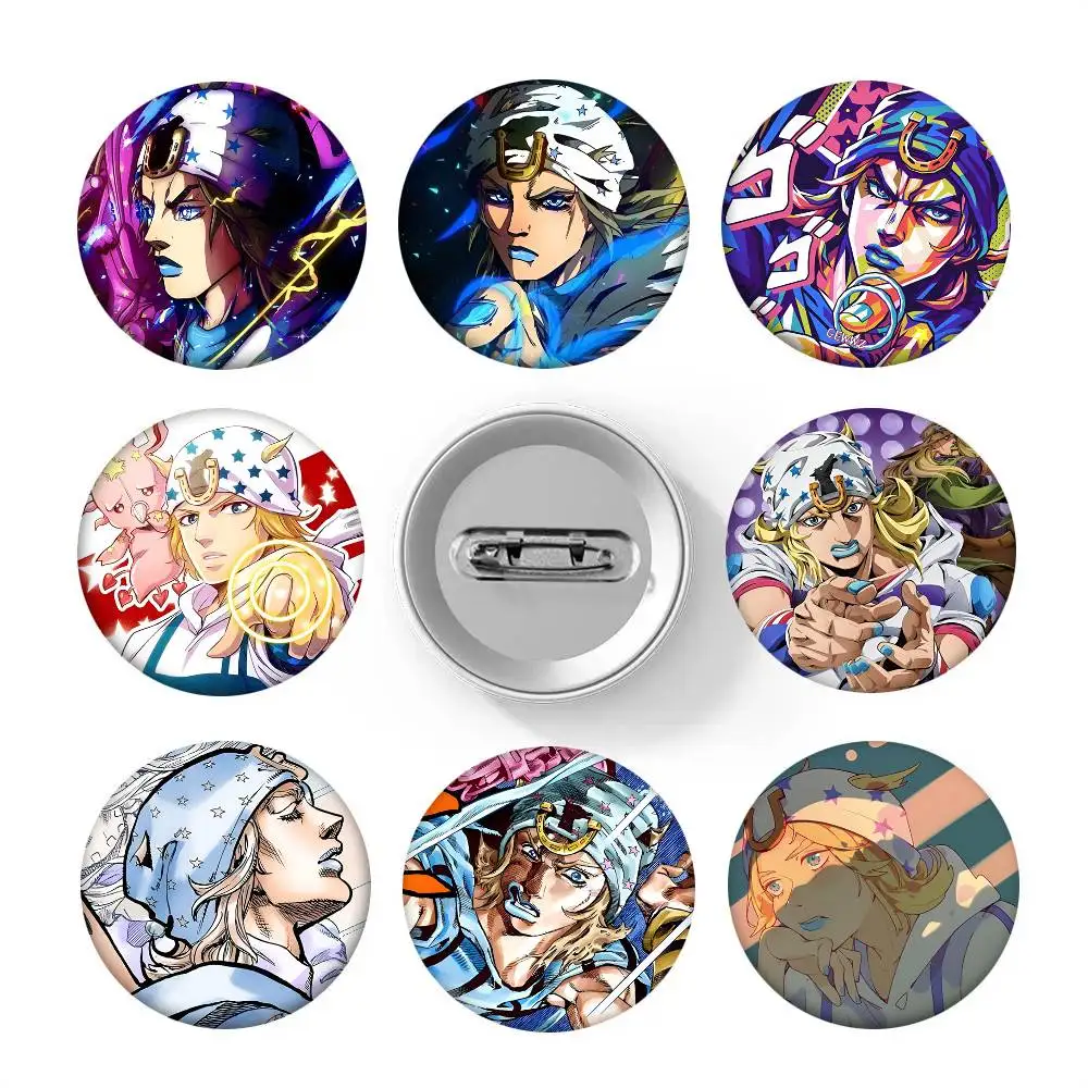 Anime Johnny Joestar Jojo Round Badge Creative Brooch Clothing Backpack Accessories Lapel Pin