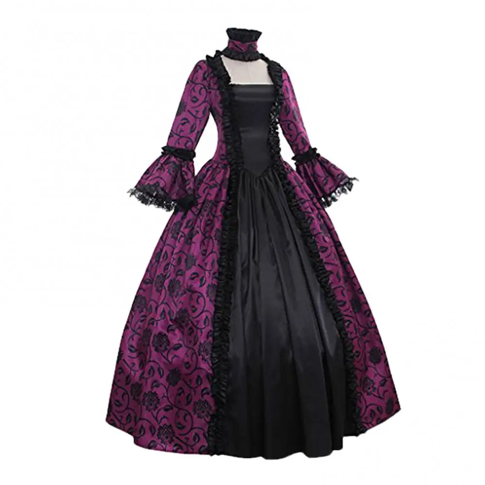 Cosplay Lady Retro duża huśtawka wąska talia średniowieczna sukienka Maxi kostium na Halloween