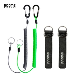 Booms Fishing T01-cordones en espiral de pesca de 2M con correa de caña, cordón de pesca Beltb, cuerdas de navegación con herramientas de mosquetón para acampar