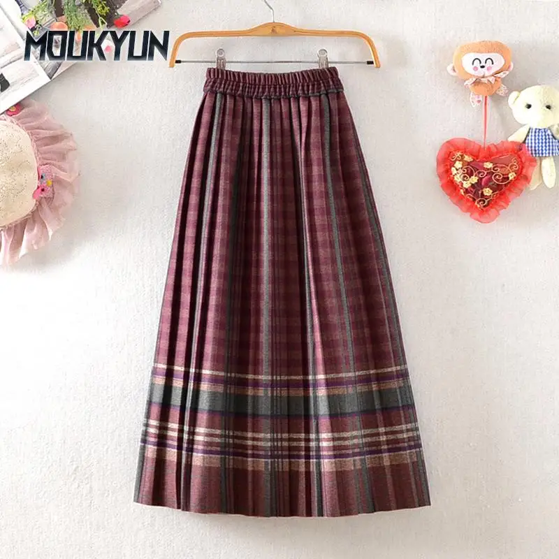 

Women High Waist Maxi Skirt A-Line Plaid Oversized Women Spring Skirt Floor Length Large Hem Skirt