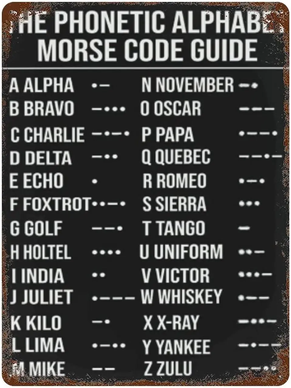 Phonetic Alphabet Morse Code Pilot Vintage Tin Sign Metal Poster Art Funny for Office/Home/Classroom Bathroom Decor Gifts - Best