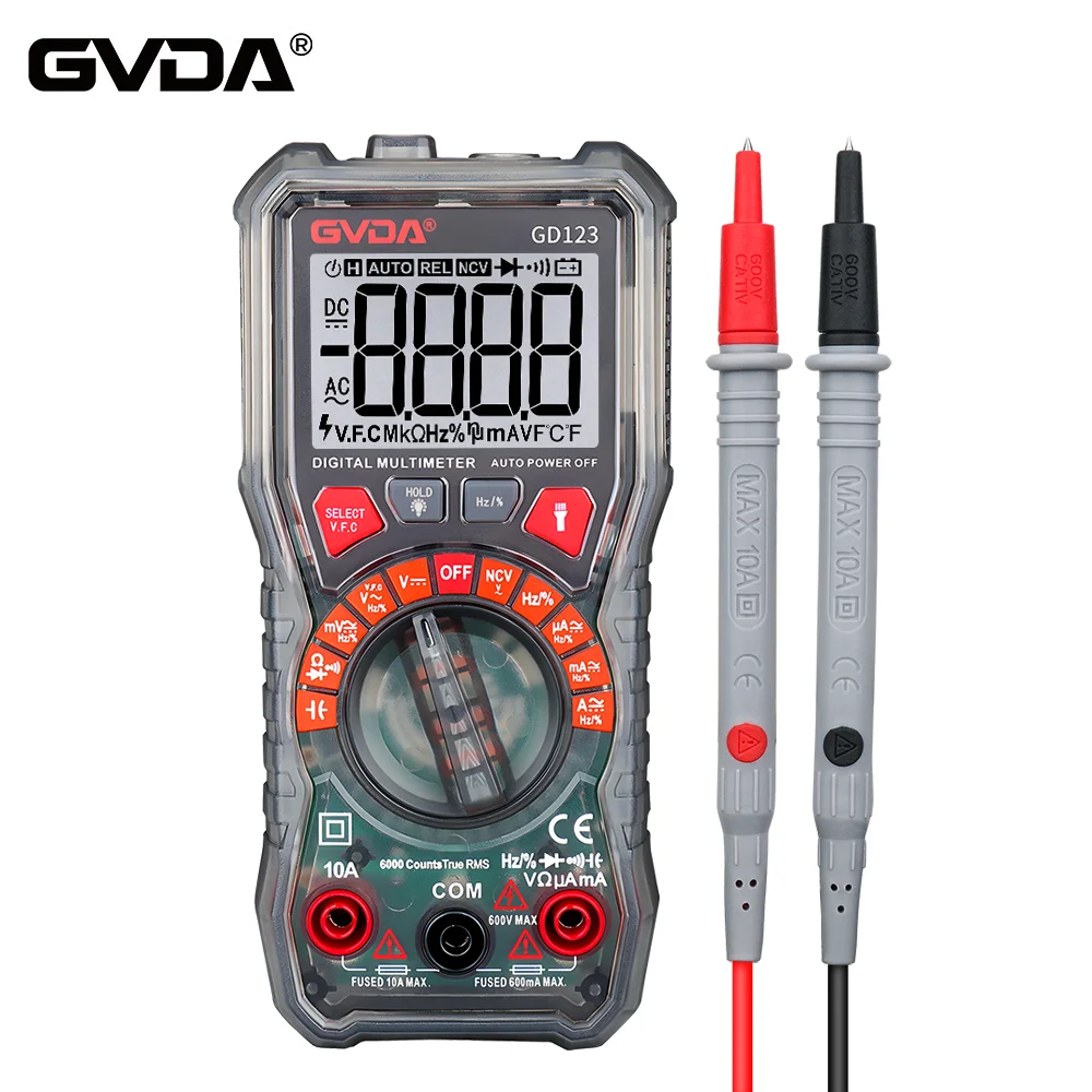 GVDA Digital Multimeter with Backlight Display Resistance Frequency Meter mV uA Multi-meter Auto Range AC DC Voltage Teste