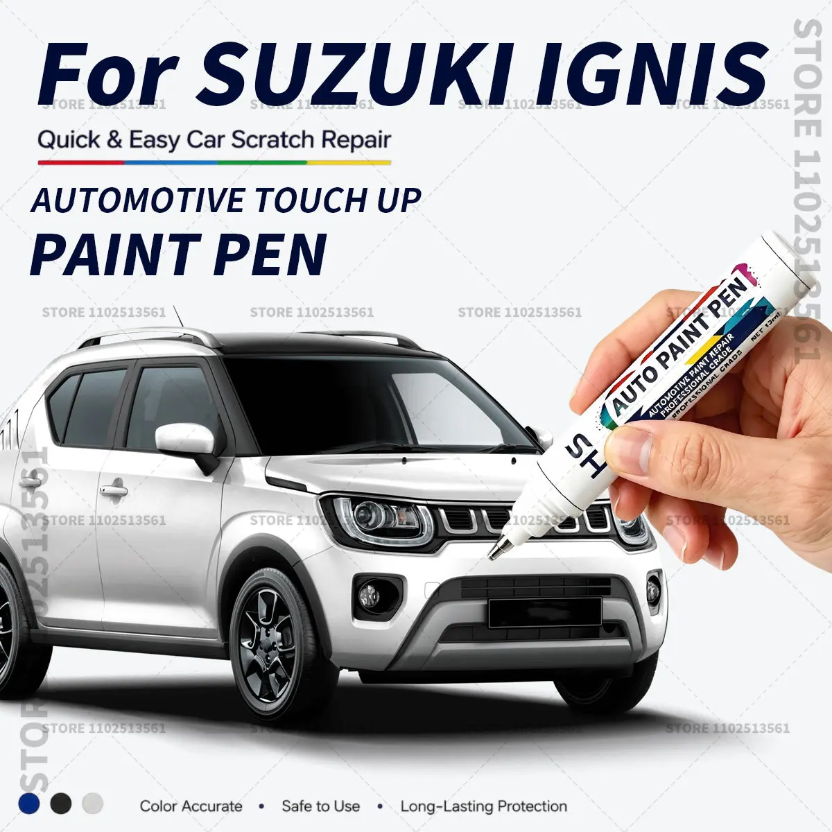 Car Paint Repair Marker Pen Quick Dry Scratch Remover Touch Up Coating Pen For Auto Accessories For 2000-2025 SUZUKI IGNIS White