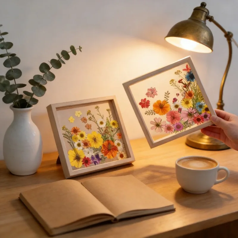 Double Sided Transparent Wooden Photo Frames,3D Acrylic Display Board,Thick Dual-Layer,Embossed DIY Wooden Frame Acrylic Inserts