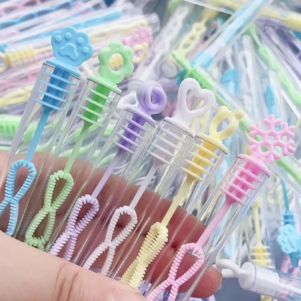 10 Uds. De tubo vacío de burbujas coloridas y divertidas, máquina de burbujas bonita de dibujos animados, juguetes, recuerdo de fiesta de cumpleaños, regalo de Carnaval