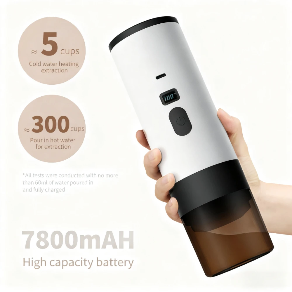 ماكينة صنع القهوة المحمولة الجديدة 2025 - الضغط العالي، التسخين اللاسلكي، بطارية طويلة، شاشة تعمل باللمس باريستا