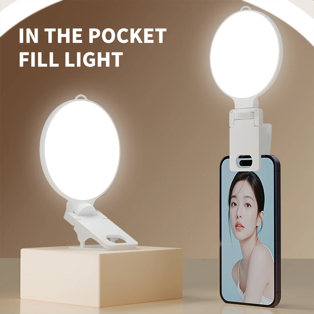 Anillo de luz LED para Selfie para teléfono móvil, Mini luz de relleno con Clip para fotografía circular, duradera y práctica, 3000-6500K