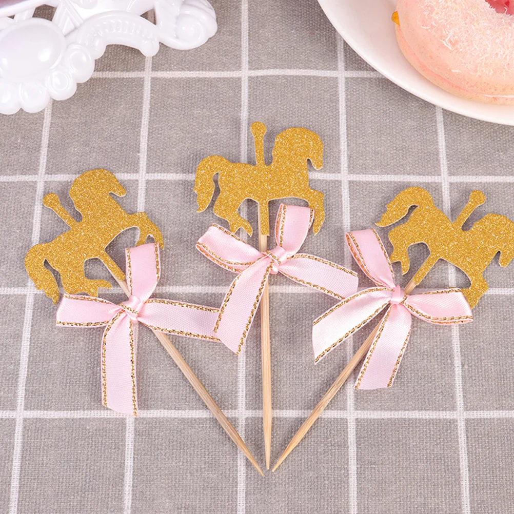 

40pcs Carousel Horse Topper Set Unique Birthday Wedding Party Decor Baking Celebration Cake Insert Party Cake Topper