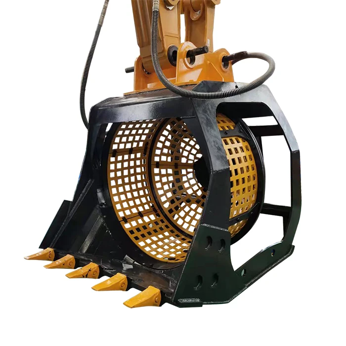 6-20 Ton Excavator Rotary Screen Bucket Sieve Bucket Skeleton Bucket with Famous Brand Motor