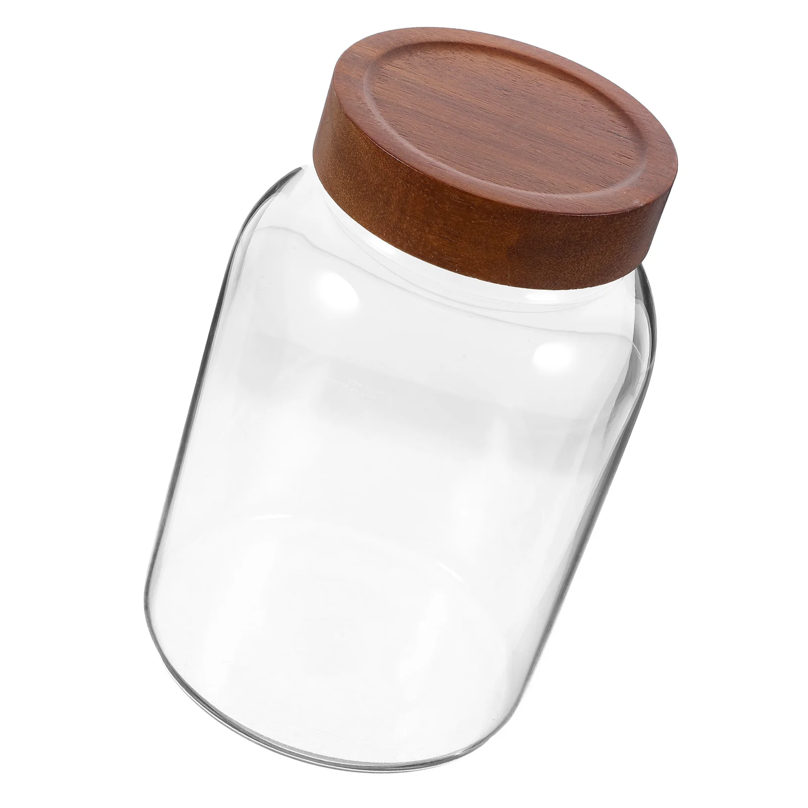 جرة تخزين محكمة الغلق من الزجاج البورسليكات العالي، غطاء خشبي، حاوية طعام متعددة الأغراض لاستخدام المطبخ في حبوب البن والشاي والدقيق