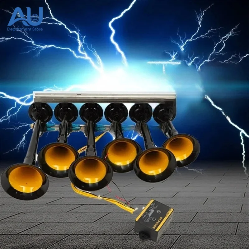Suitable for Car Music Thirty-Six Tone Truck Train Electronic Control Metal Tube Music Air Horn With Button Cars Accessories