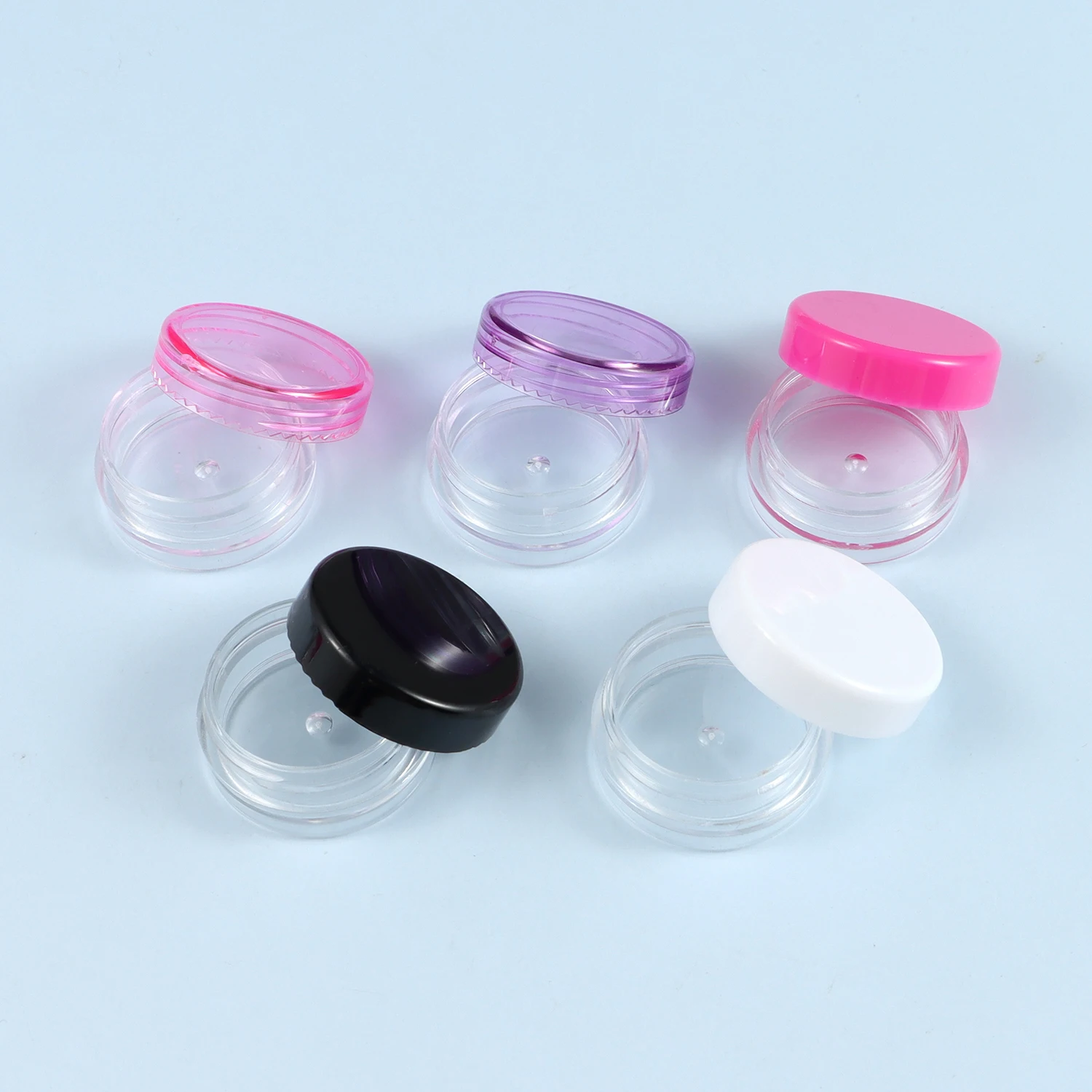 10Pcs 3g Colorful Plastic Empty Boxes Round Small Container Bottle Cosmetic Travel Pot Jars Rhinestones Gems Jewelry Storage Box