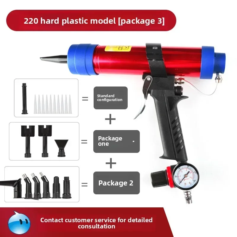 Pneumatic Caulking Gun for Glass Silicone Sealant Hard Soft Glue Construction Adhesive Gun