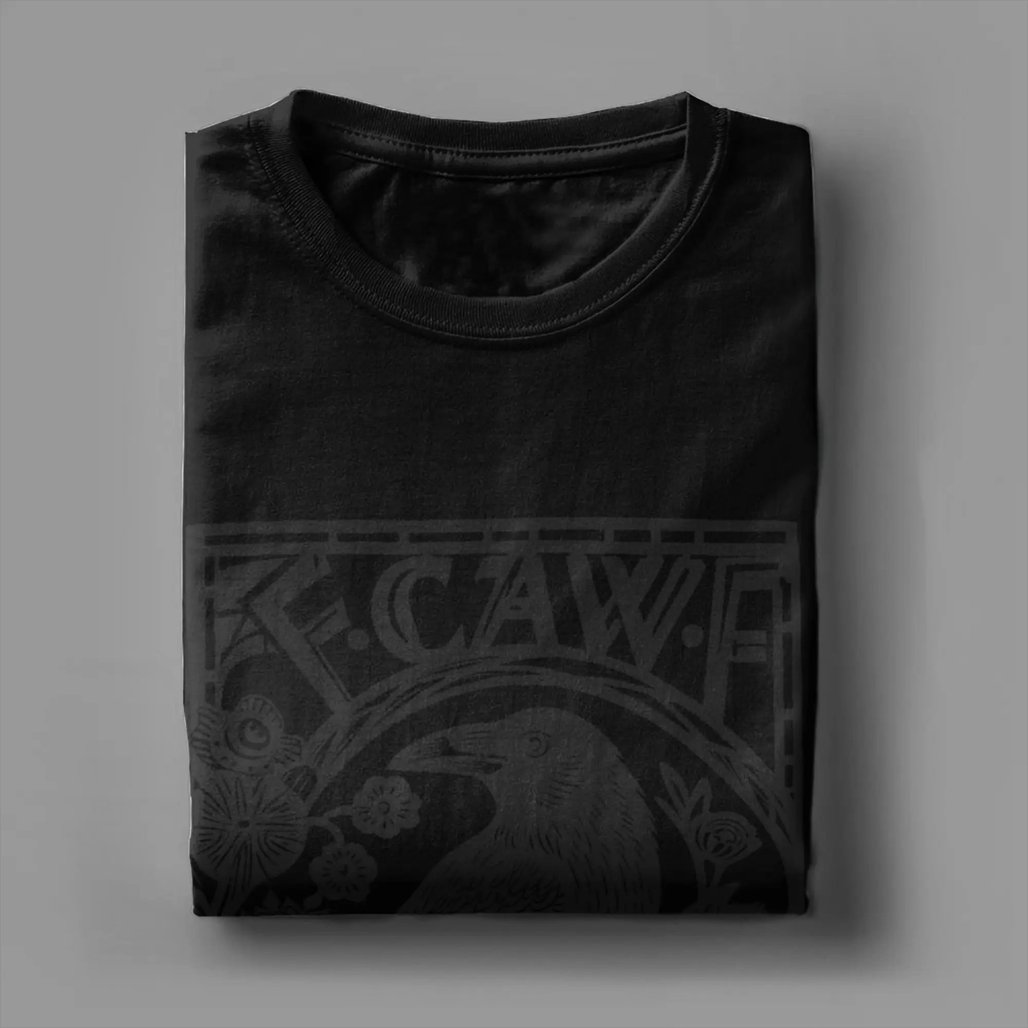 الرجعية F-Caw-F الغراب الأسود مضحك الطيور السوداء قائلا ميمي الظلام الرجال تي شيرت تي شيرت قصير الأكمام Crewneck تي شيرت ملابس الحفلات #4