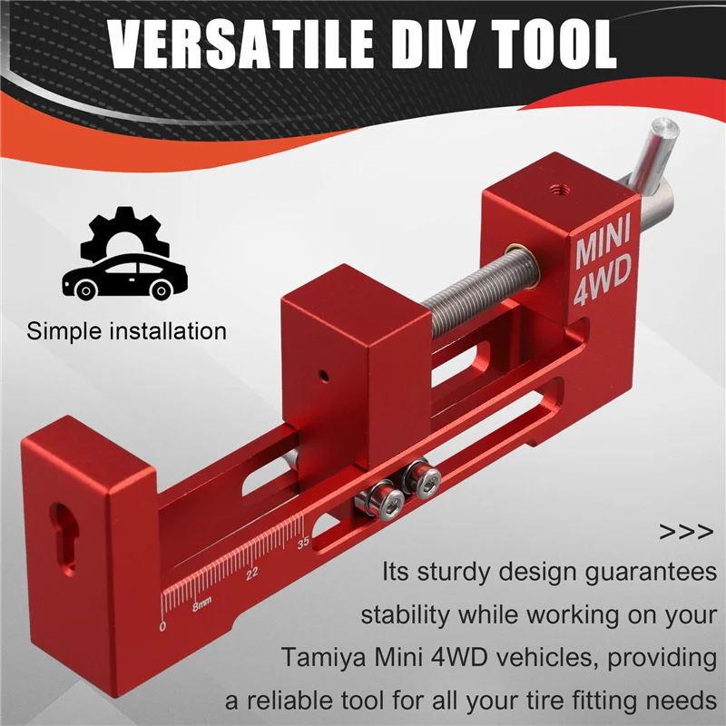 WOTT-Tire Installer Wheel Loader Tires Fitter Device With Bearing For Tamiya Mini 4WD Tools DIY Parts Red