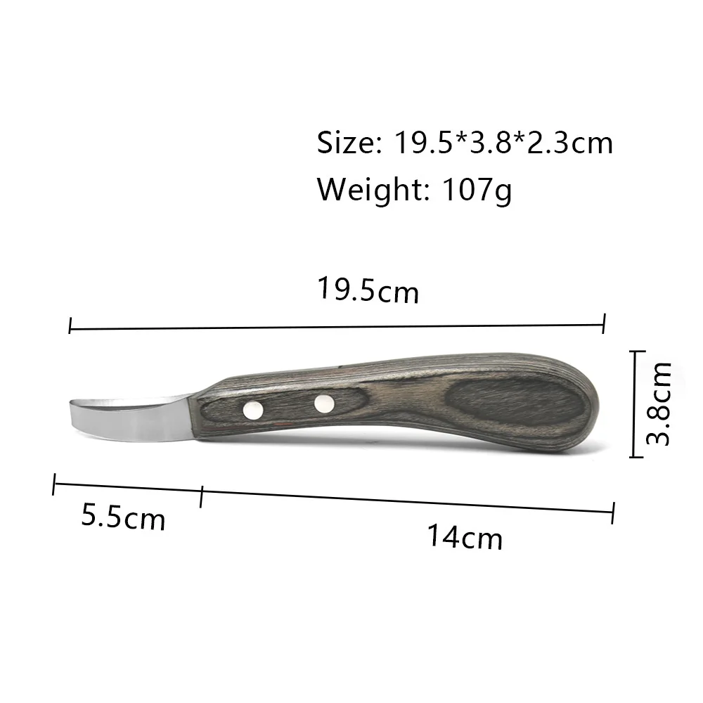 1Pcs Horseshoe Knife Sheep Stainless Steel Double-edged Wooden Handle Hoof Trimming Knife Ring Blade Cattle Hoof Trimming Tools