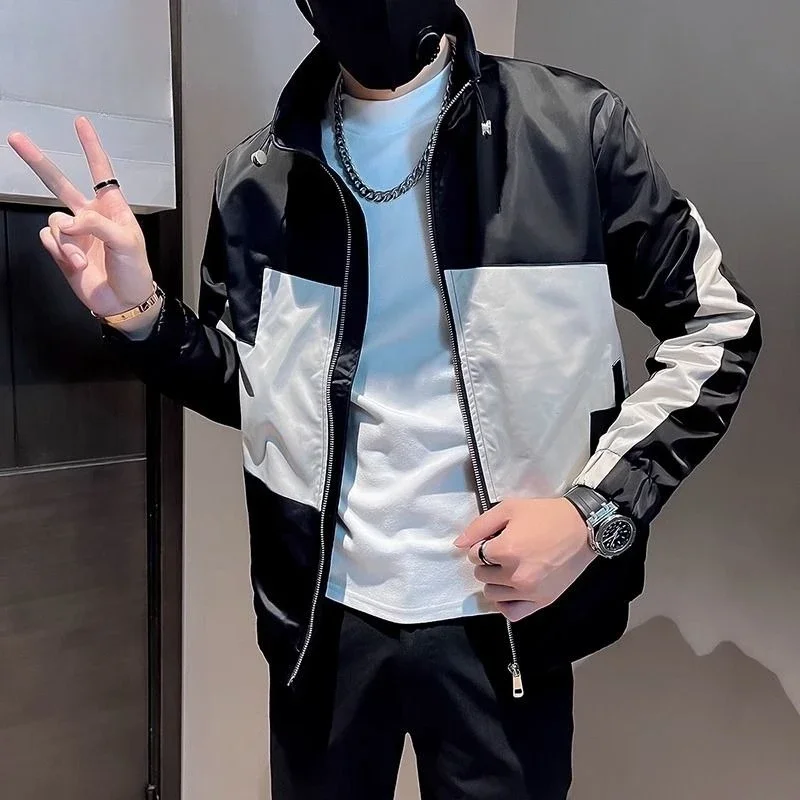 

Мужская осенняя куртка премиум-класса 2025 года с цветными блоками, уличная одежда высокого класса, острая повседневная верхняя одежда