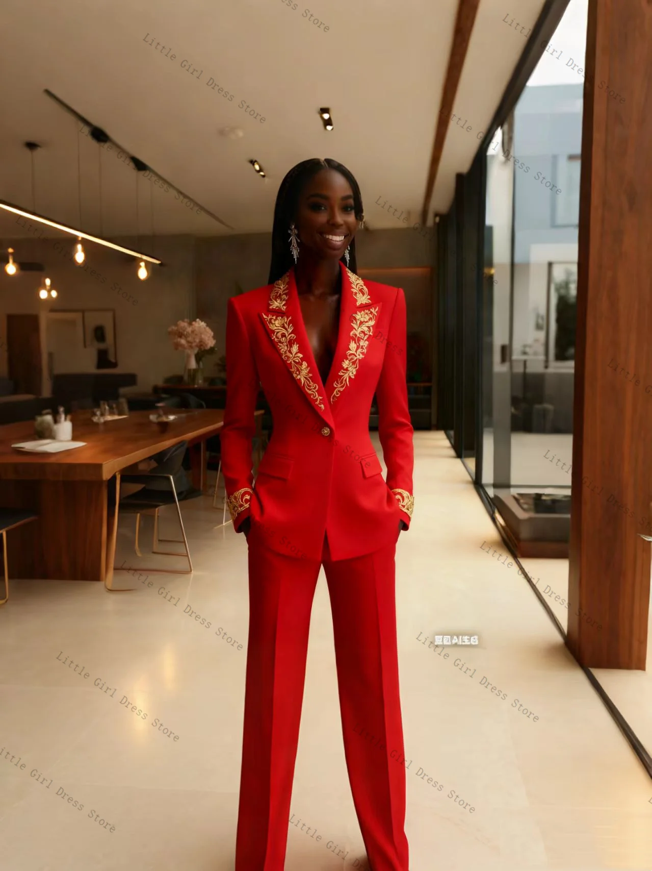 

Yellow Black Women Suit Set 2 Piece Blazer Prom Dress 3D Flower Formal Office Lady Jacket Prom Wedding Bride Coat Customized