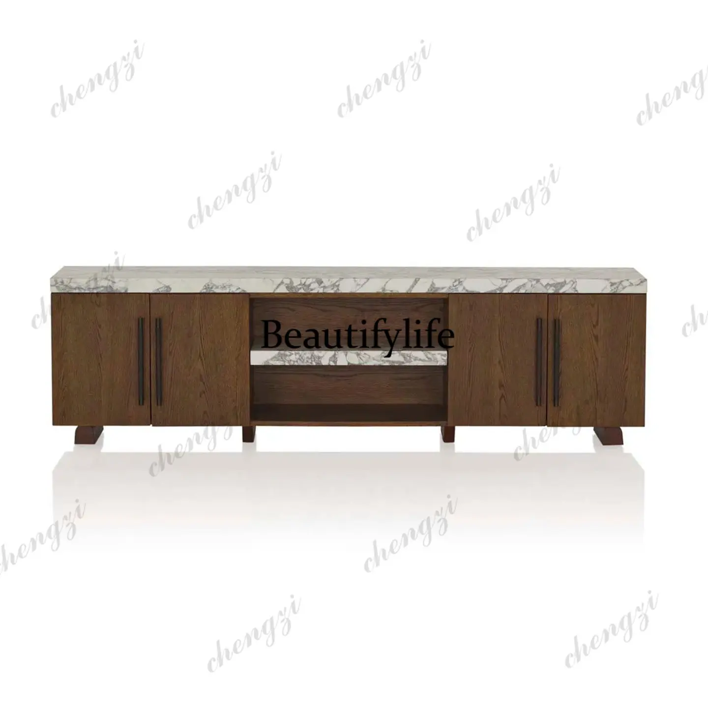 Medieval designer marble TV cabinet, modern minimalist high-end sense minimalist retro living room audio-visual cabinet