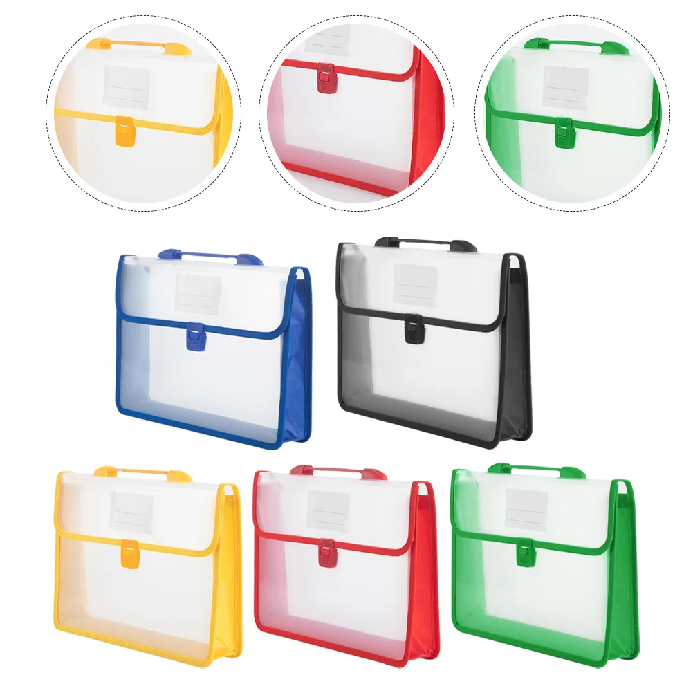 5 Pcs Handbag Sturdy Document File Bags with Buckle A4 Organizer Storage Receipt Portable Files Pp Plastic Folder