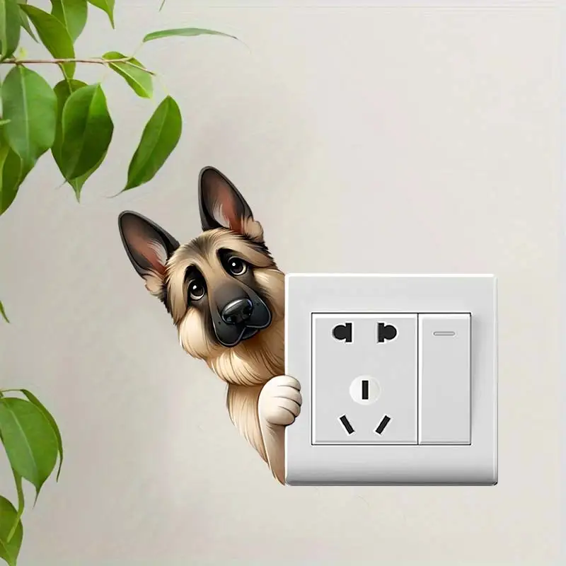 Cute Peeking dog Animal Light Switch Phone Wall Stickers For Home Decoration Cartoon Animals Decals PVC Mural Art M1065