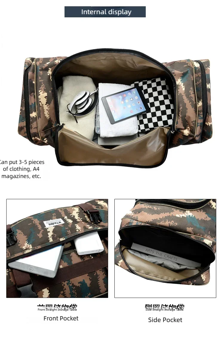 portable travel bag large capacity camouflage storage for clothes oversized luggage shoulder sturdy durable