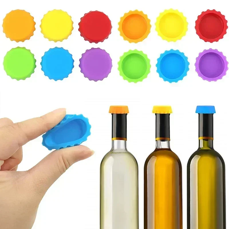 

2/6/12pcs Silicone Beer Bottle Preservative Cover Bottle Cover Vinegar Soy Corktail Lid 3cm Wine Stopper Accessories Cup cover