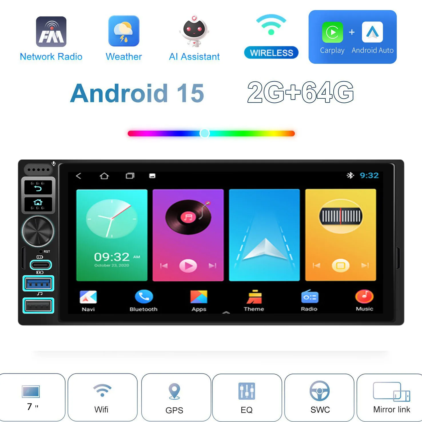 2+64GB Android Car radio Carpaly GPS Navigation+reverse camera for Ford Transit Connect Tourneo PJ2 V408 Kasten Van V363 KASTEN