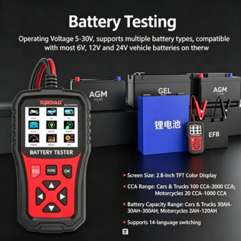 BT518pro Lithium Battery Diagnostic Instrument, 6/12/24V Battery Health Diagnostic Lead-acid Battery Tester