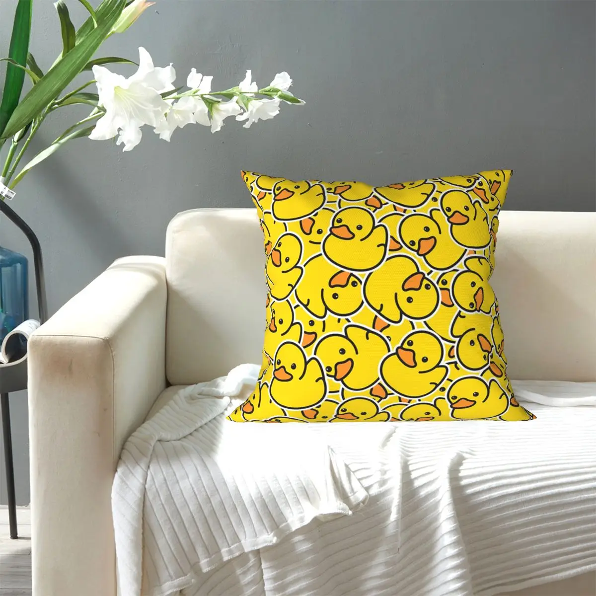 Yellow Classic Rubber Duck Square Pillowcase Pillow Cover Cushion Decor Comfort Throw Pillow for Home Sofa
