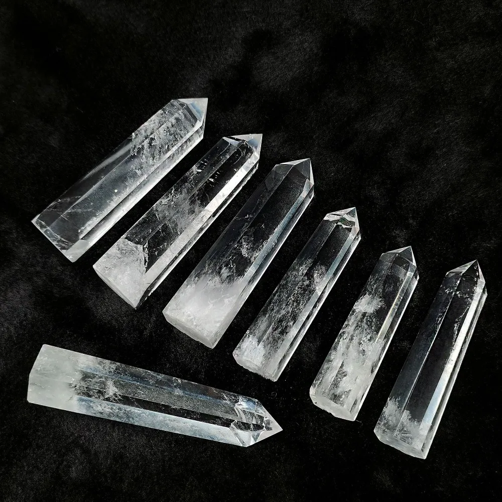 

1PC Clear Quartz Crystal Wand Obelisk Polished 6 Faceted Reiki Healing Crystals Energy Tower Chakra Meditation Home Decor