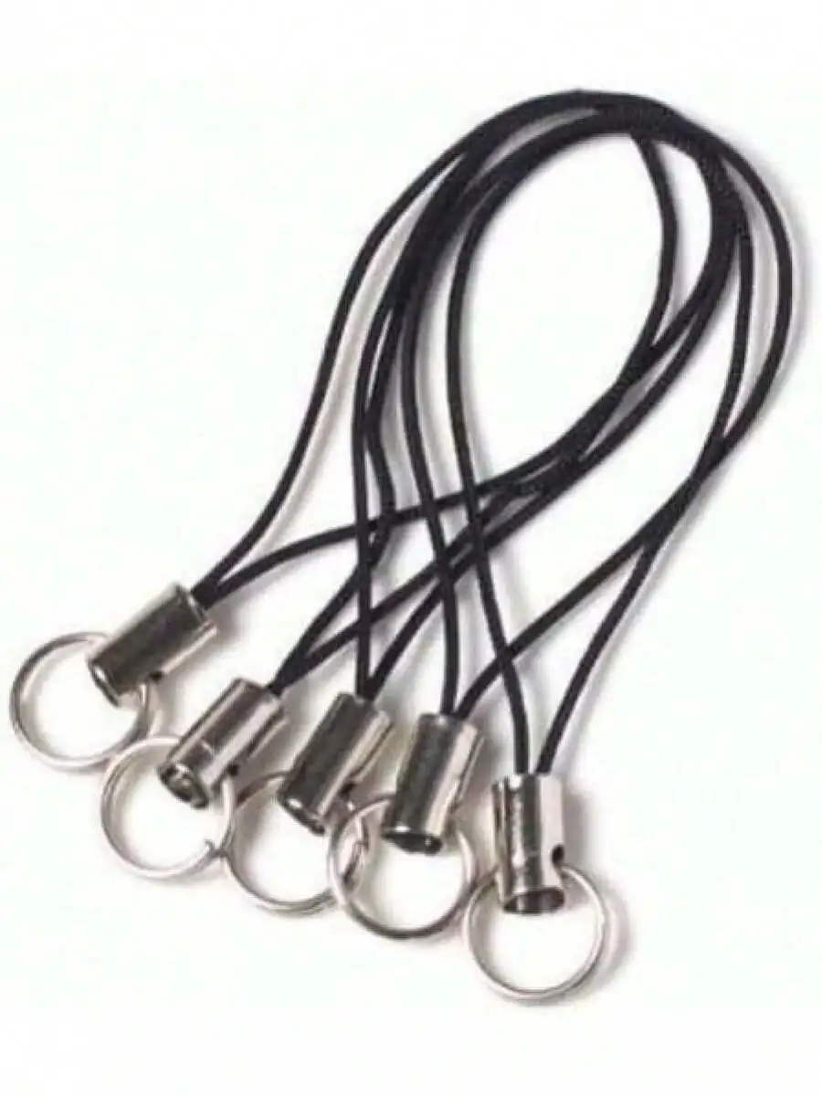 

10pcs Black Nylon Lanyard With Split Ring For Phone Keychain
