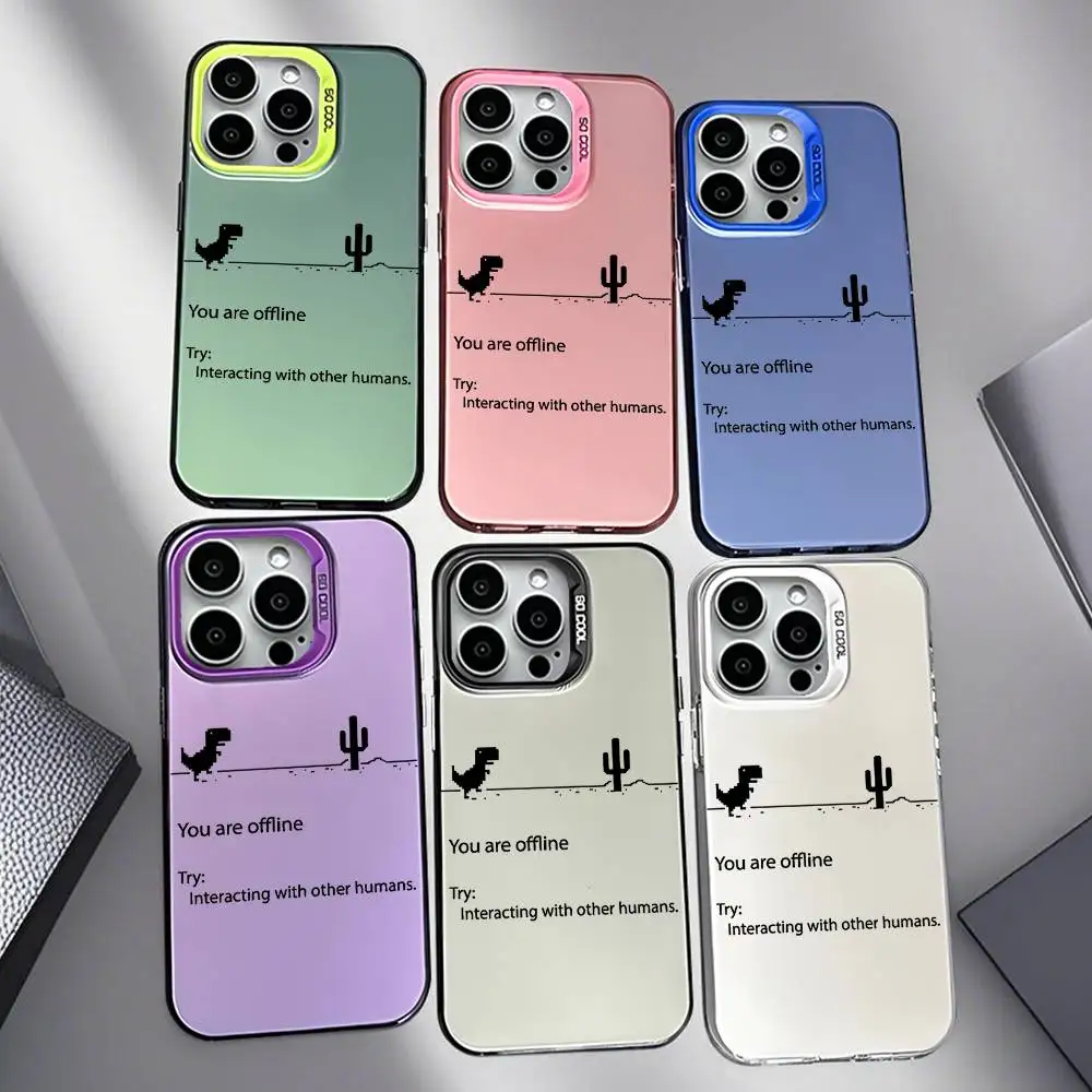 

Funny No Internet T-Rex Dinosaur Phone Case For iPhone 16,15,14,13,12,11,Plus,Mini,Pro,E,SE4,XS,MAX Candy Colorful Matte Cover
