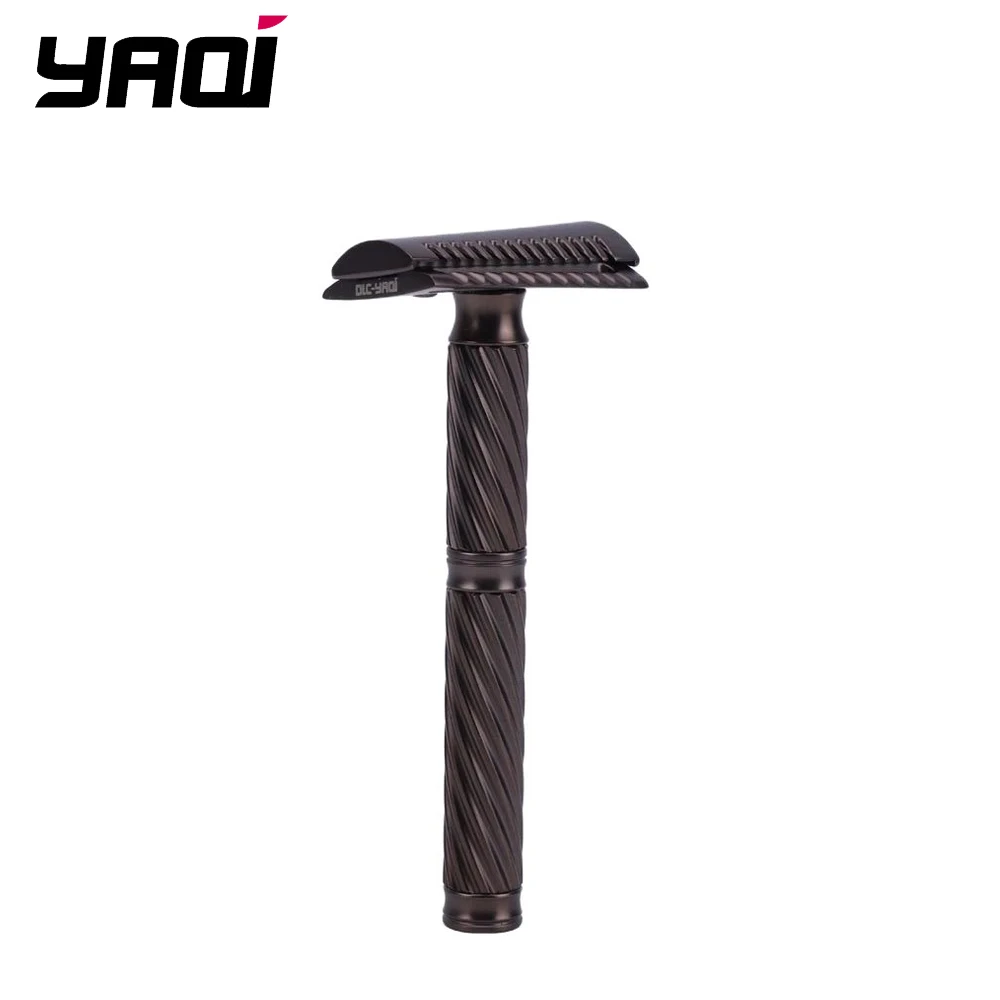 YAQI Agamemnon Slant Razor Head Vintage Color Safety Razor Holder for Mens