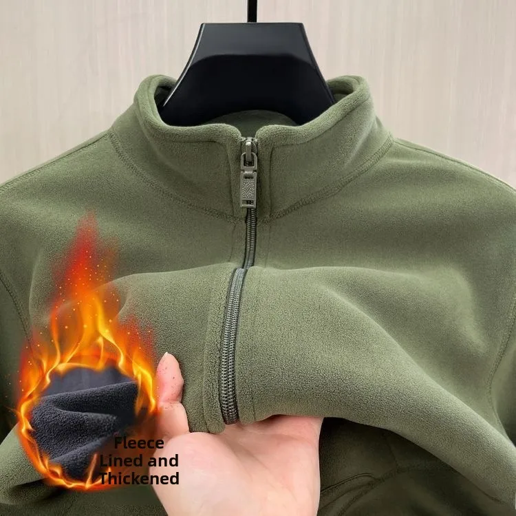 

Men's Thiened Fce Jaet Lamb Velvet Warm Outerwear Autumn Winter Workwear Resistant to Dirt And Wear Cardigan Coat