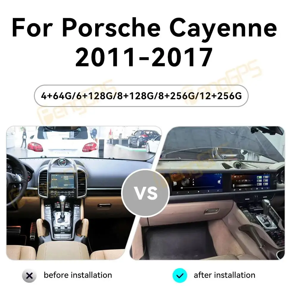 

Двойной 12,3-дюймовый беспроводной Carplay GPS-навигатор для Porsche Cayenne 2011-2017 LHD Android 13, мультимедийный дисплей, автомобильное радио
